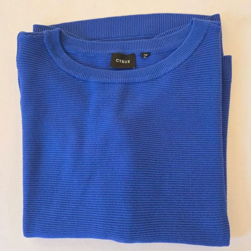 Cyrus Womens 2X Royal Blue Ribbed Pullover Sweater Plus Size